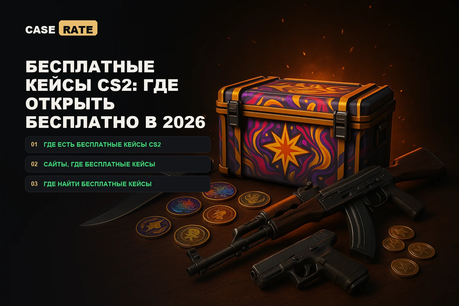 Бесплатные кейсы CS2: где открыть бесплатно в 2026