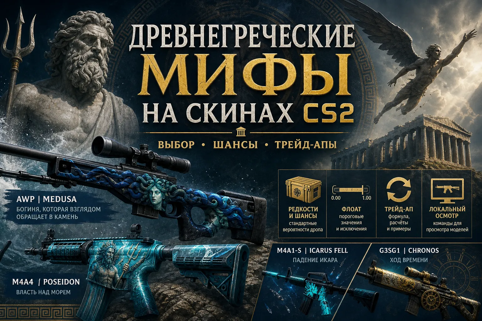 Древнегреческие мифы на скинах CS2: выбор, шансы, трейд-апы