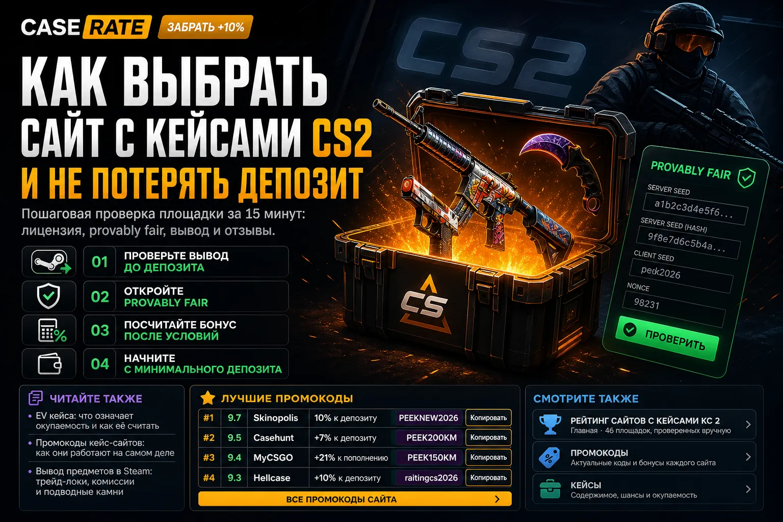 Как выбрать сайт с кейсами CS2 и не потерять депозит