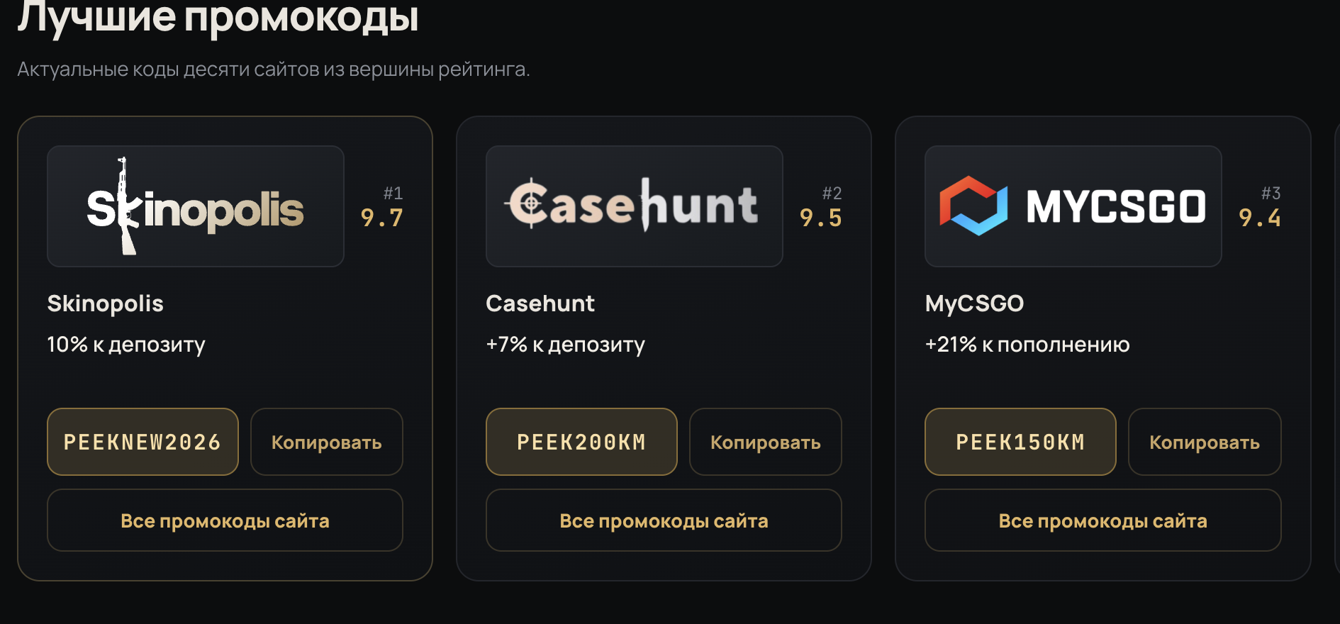 Промокоды